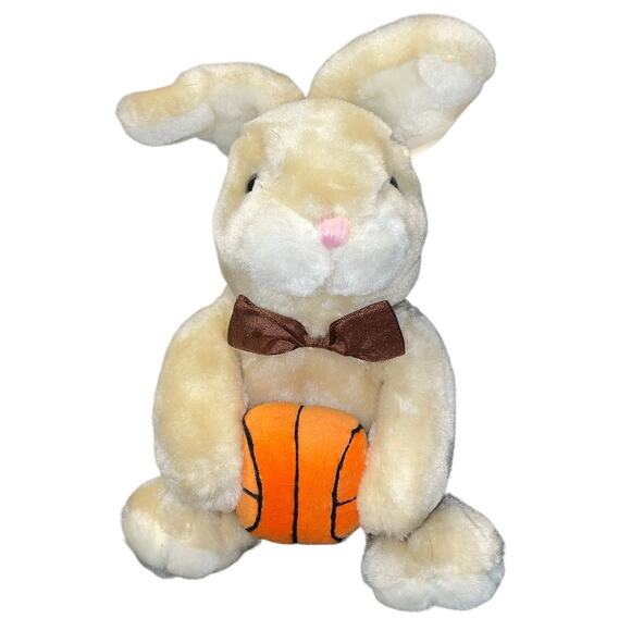 Dan Dee Plush Bunny Rabbit Basketball Stuffed Animal Nursery Shower Gift Bow 11" - Picture 11 of 11